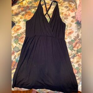 Black deep v neck open back dress Size XL